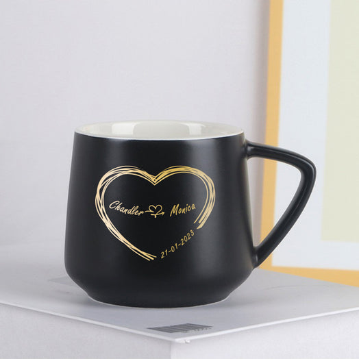 【客製化】陶瓷對杯帶杯蓋杯墊水杯創意馬克杯訂製logo文字
