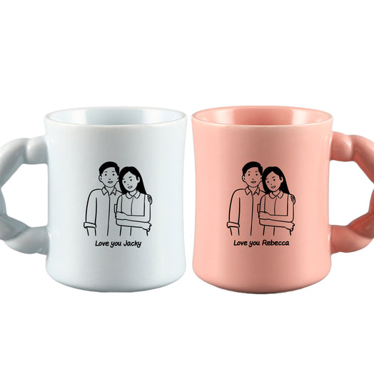 【客製化】陶瓷馬克杯麻花杯柄情侶創意設計結婚禮物