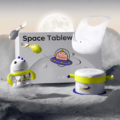 【Babycare官方正品】太空餐具兒童餐具禮盒水杯保溫碗勺子圍兜