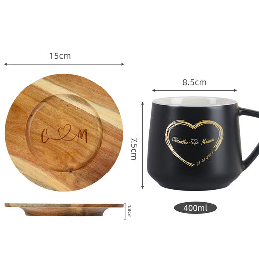 【客製化】陶瓷對杯帶杯蓋杯墊水杯創意馬克杯訂製logo文字