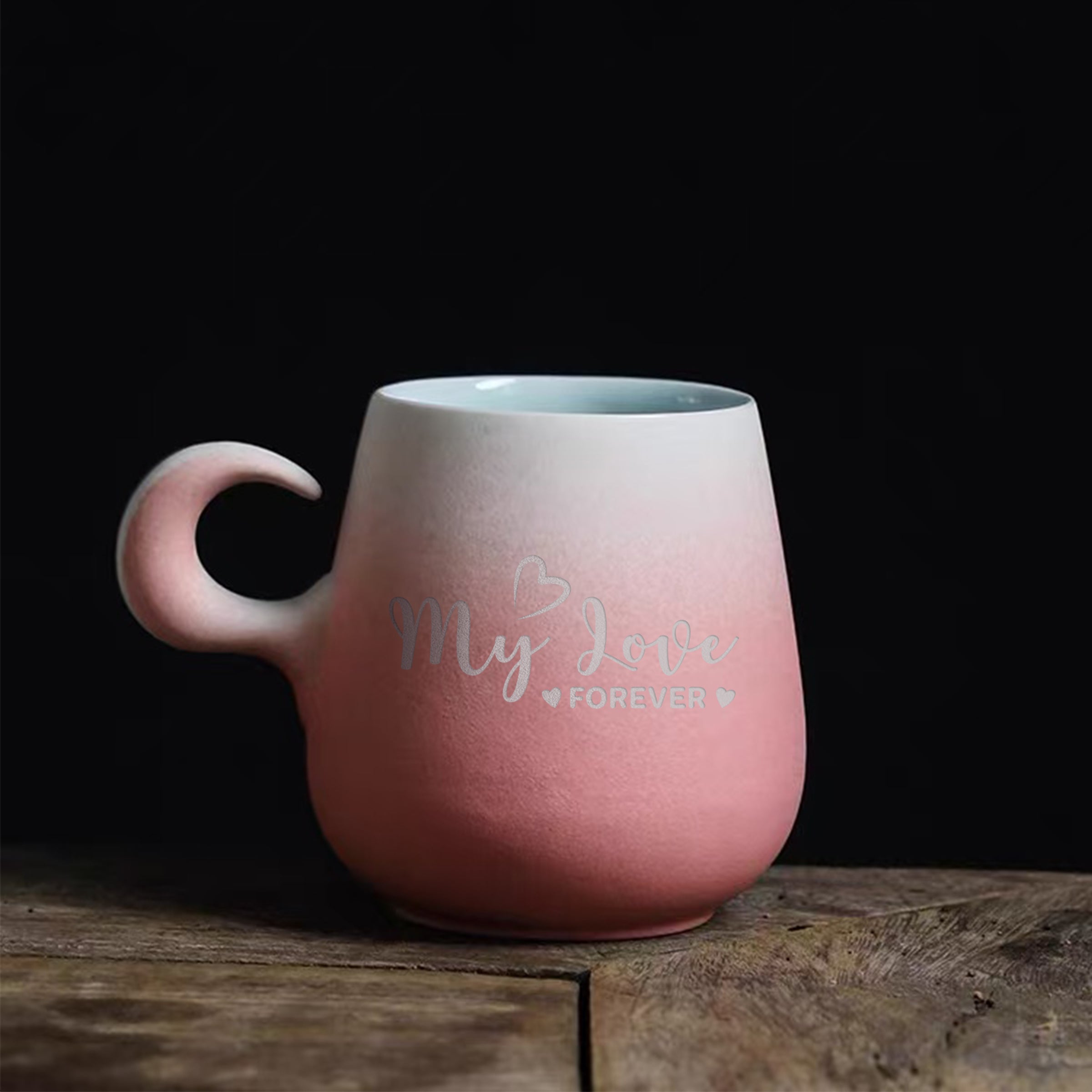 【客製化象牙杯】創意把手咖啡杯 可訂製刻字 情侶杯子陶瓷馬克杯 BG26-276