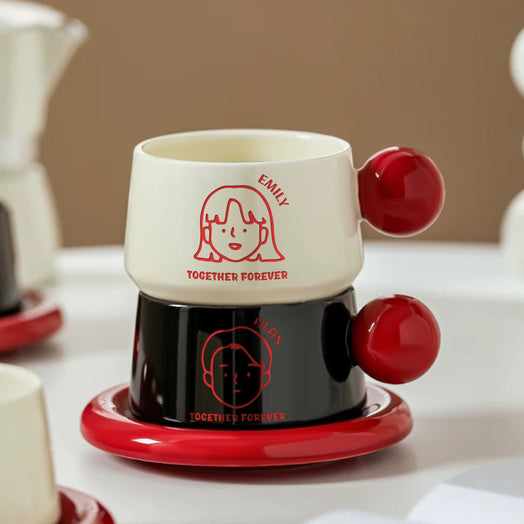 客製化新婚禮物 | 陶瓷咖啡杯套裝 人像訂製馬克杯 情侶對杯