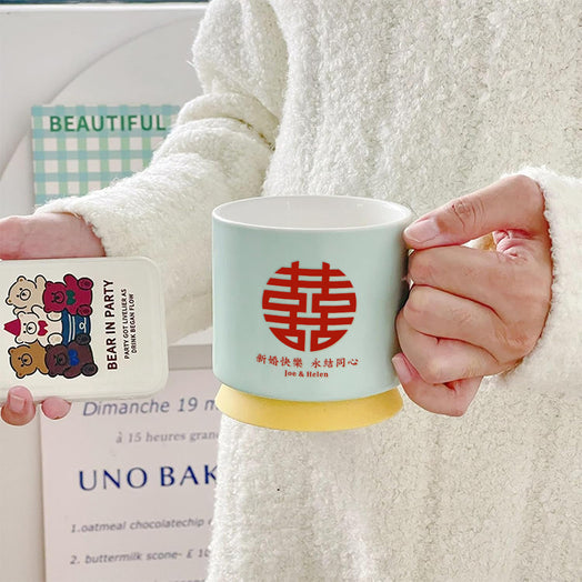 【客製化】結婚禮物對杯簡約馬克杯馬卡龍色陶瓷杯