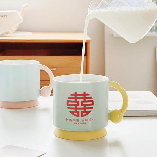 【客製化】結婚禮物對杯簡約馬克杯馬卡龍色陶瓷杯
