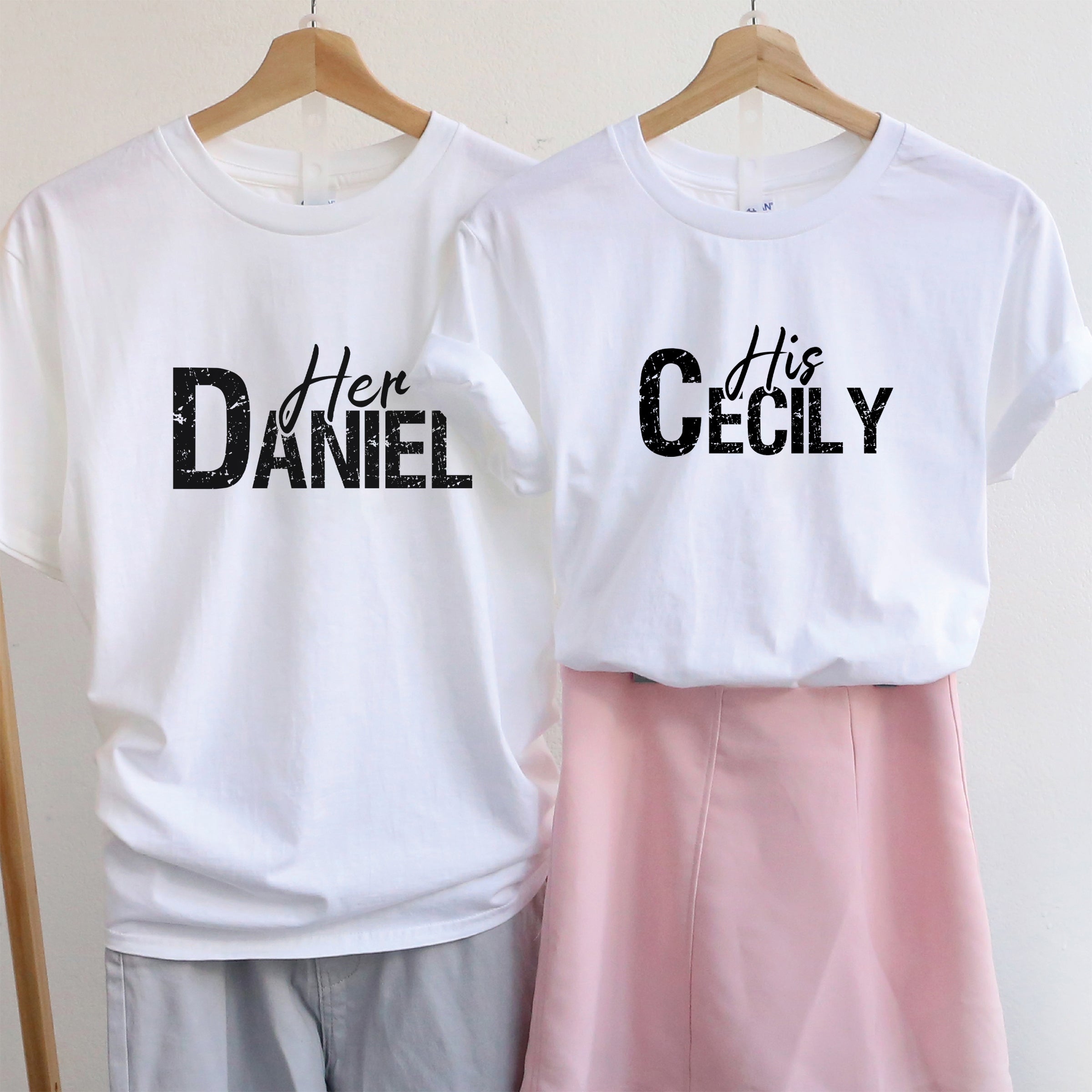 【可自由配色】情侶裝  T-Shirt  | Her Boy & His Girl