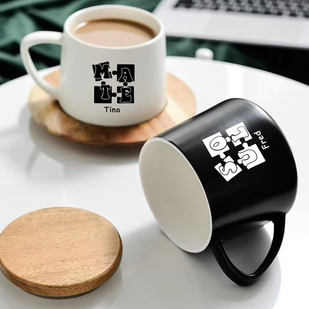 【客製化】陶瓷馬克杯咖啡杯帶蓋創意情侶對杯訂製logo文字