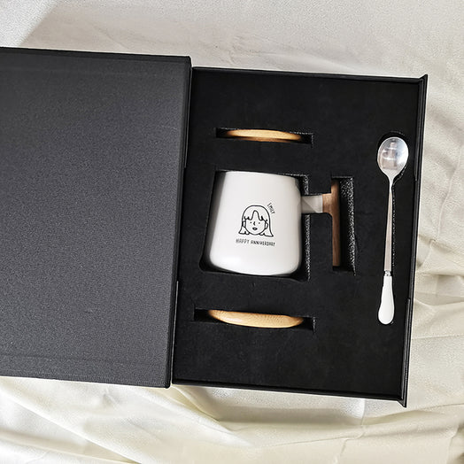 【客製化】客製情侶結婚週年禮物木柄陶瓷杯套裝