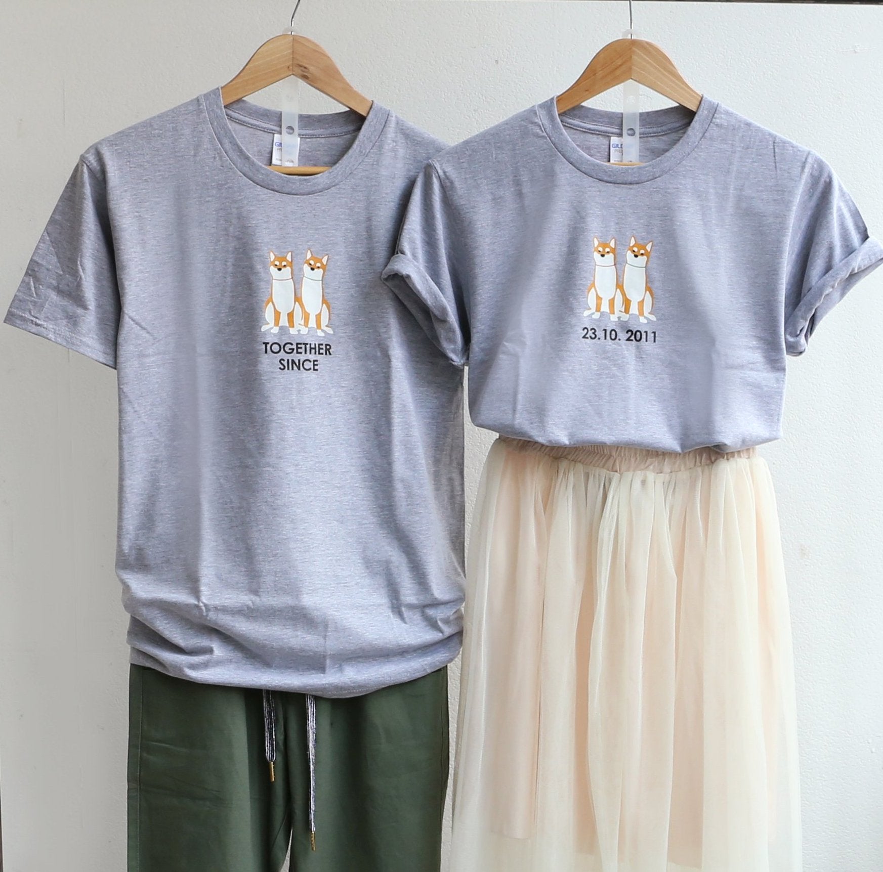【可自由配色】情侶裝  T-Shirt  | 孖咇柴犬