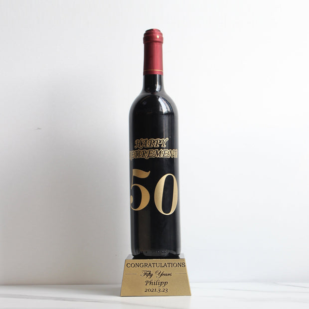 圖案雕刻紅酒獎座 | 榮休 | template Retirement Trophy | Hong Kong Corporate Gift - Design Your Own Wine