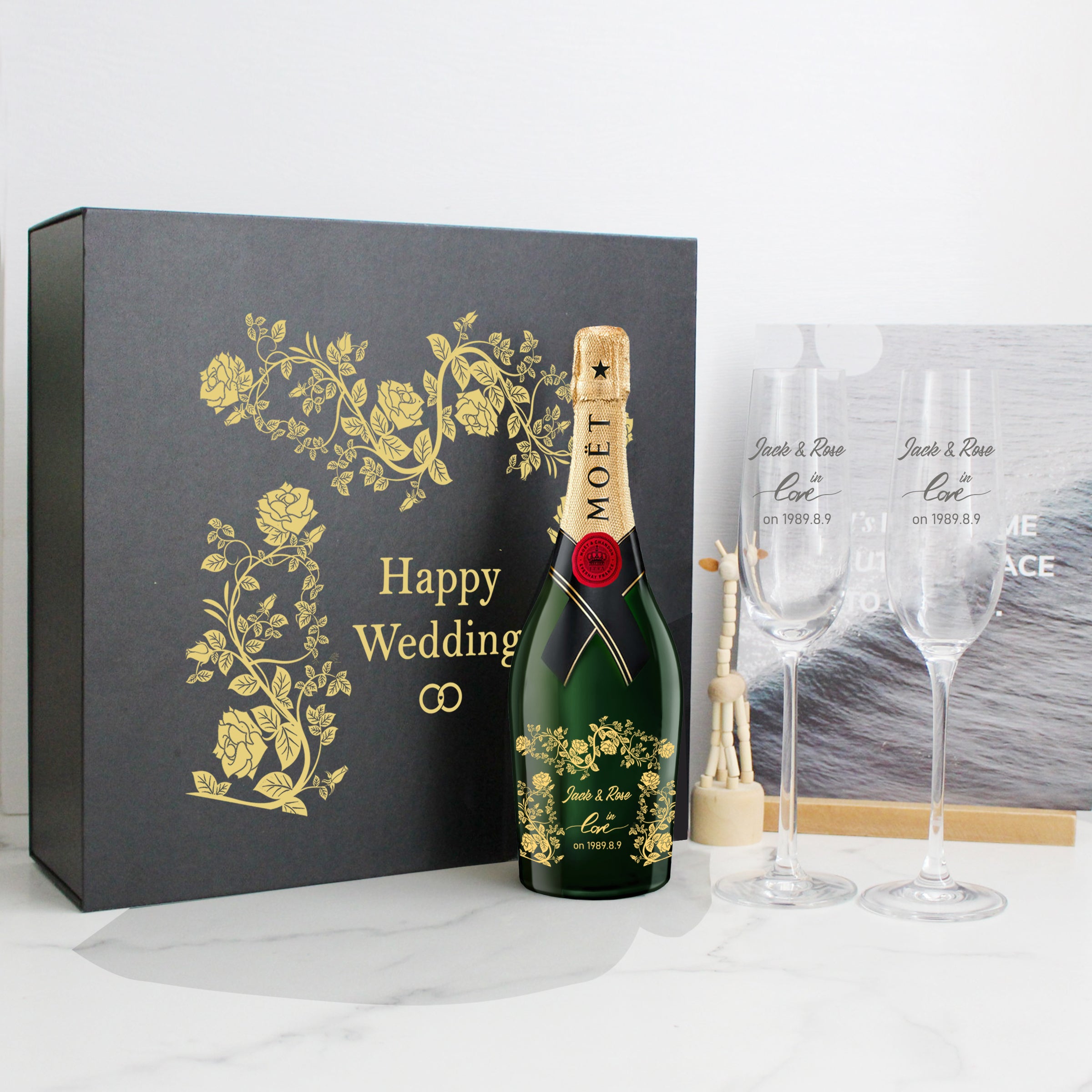 圖案雕刻 ｜ 酒加對杯禮盒name wine Engraving glassware pair gift set