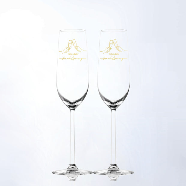 Grand Opening| 訂製禮物香檳對杯 （雕刻）開業禮物慶祝開業