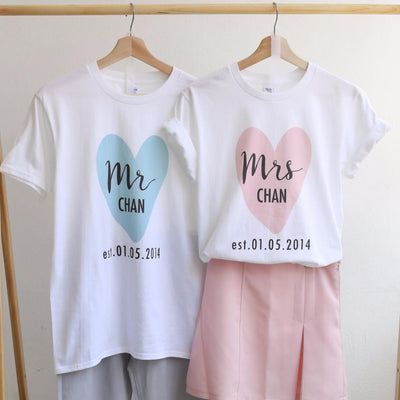 【可自由配色】情侶裝  T-Shirt  | Mr & Mrs 紀念日