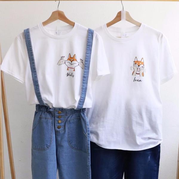 【可自由配色】情侶裝  T-Shirt  | 圓臉柴犬