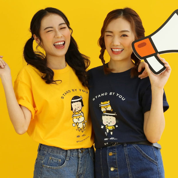 【香港限定】手機女孩,敏 | Stand By You | T-shirt (藏藍色 + 黃色) (一套兩件）