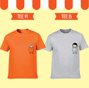 【香港限定】手機女孩,敏 | 口袋中的呀敏與愛心貓 | T-shirt (橙色 + 灰色) (一套兩件)
