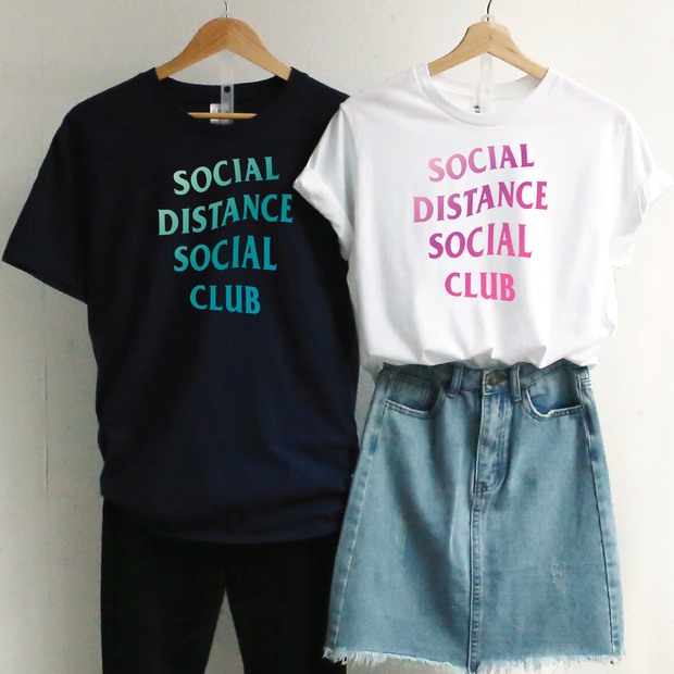 【COVID 限量版】情侶裝  T-Shirt  |  Social Distance 海軍藍+白色