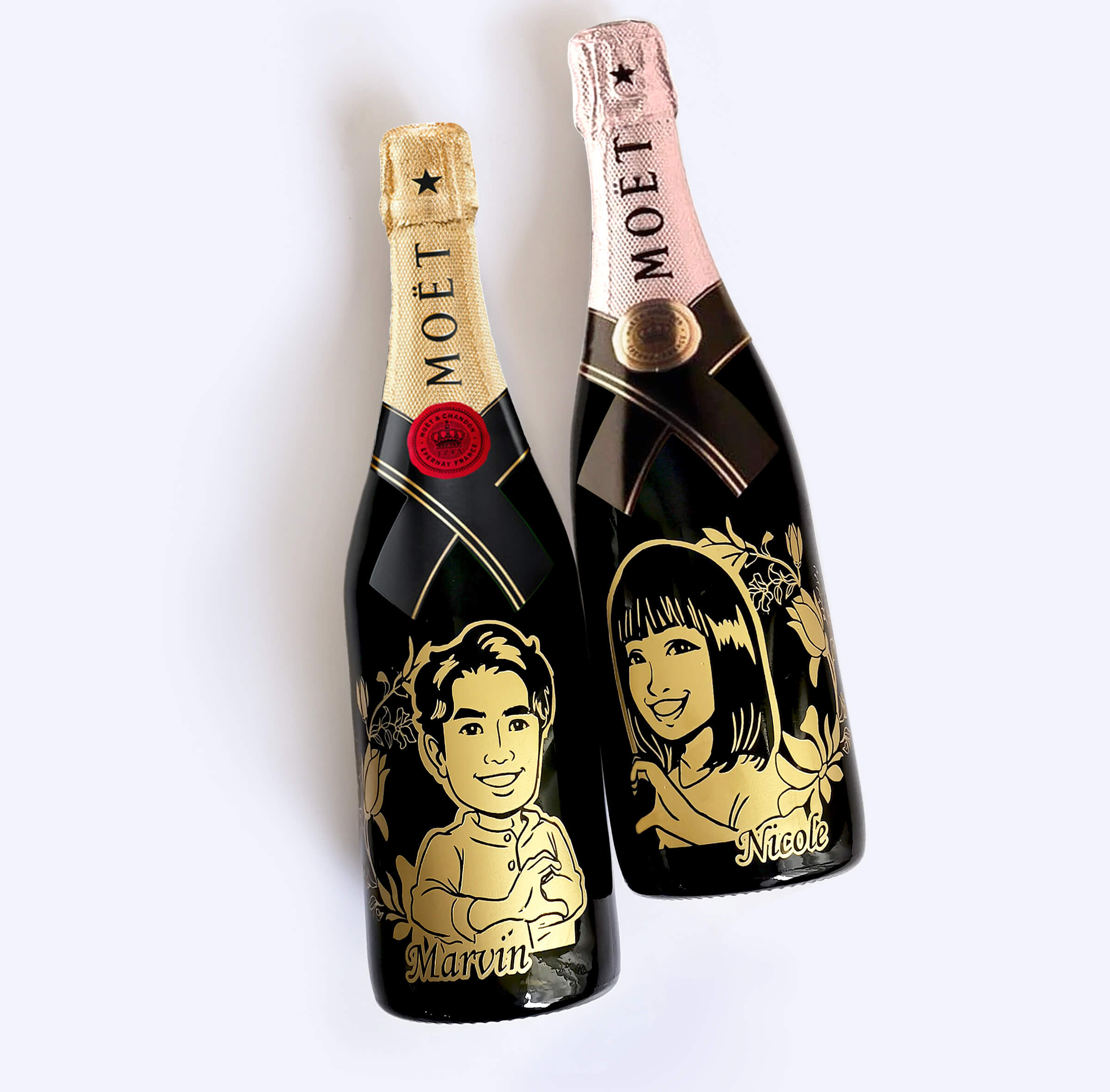 Moët & Chandon |酩悅香檳&香檳杯套裝(雕刻） - Design Your Own Wine