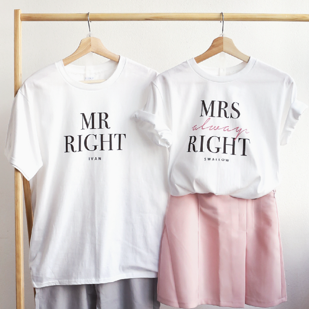 【可自由配色】情侶裝  T-Shirt  | Mrs always Right