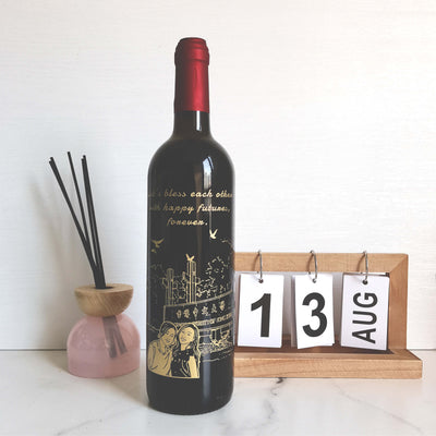 【移民禮物】客製化人像背景雕刻紀念紅酒 - Design Your Own Wine