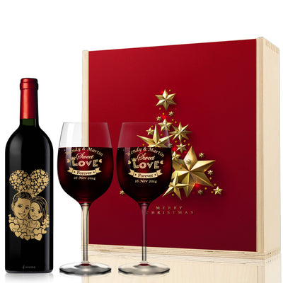 【自訂雕刻】聖誕紅酒及酒杯禮盒(1)