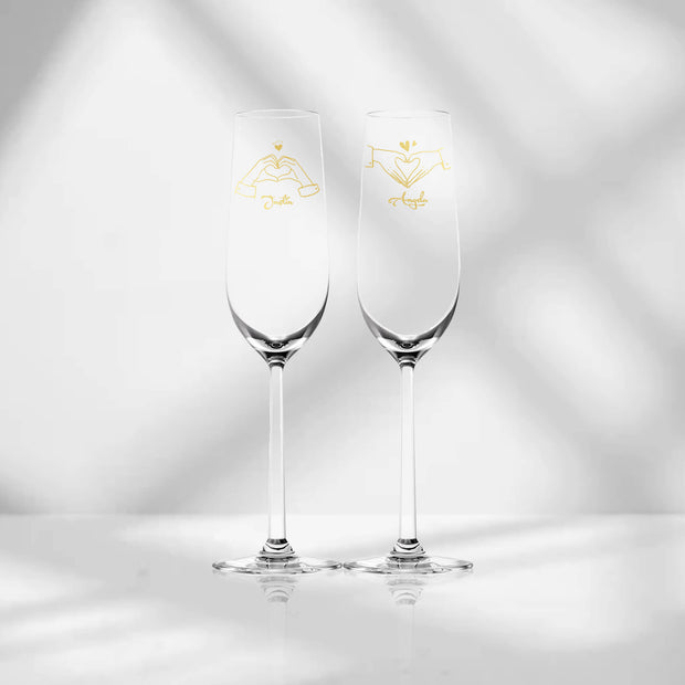 文字藝術系列|情侶訂製姓名香檳杯 紀念日禮物交換禮物