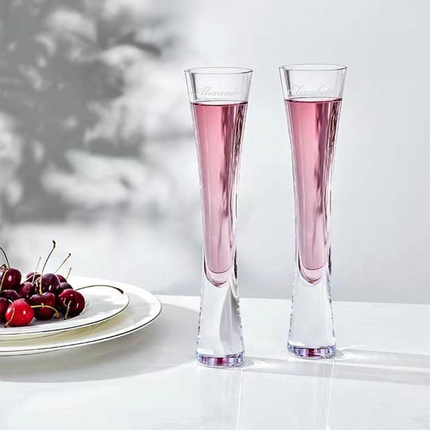 Text Art|水晶香檳杯對杯歐式創意禮物浪漫紀念禮物（文字雕刻）