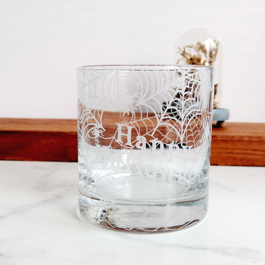 萬聖節禮物| 訂製威士忌對杯 萬聖節蜘蛛客製化禮物（文字雕刻）